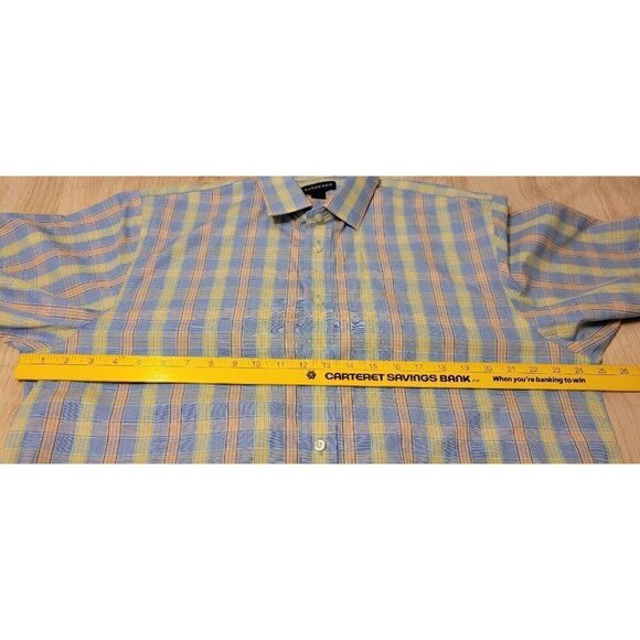 Lands End Mens Blue & Yellow Plaid Long Sleeve Button Up Shirt Sz 16.5 / 37 Tall - Picture 5 of 7